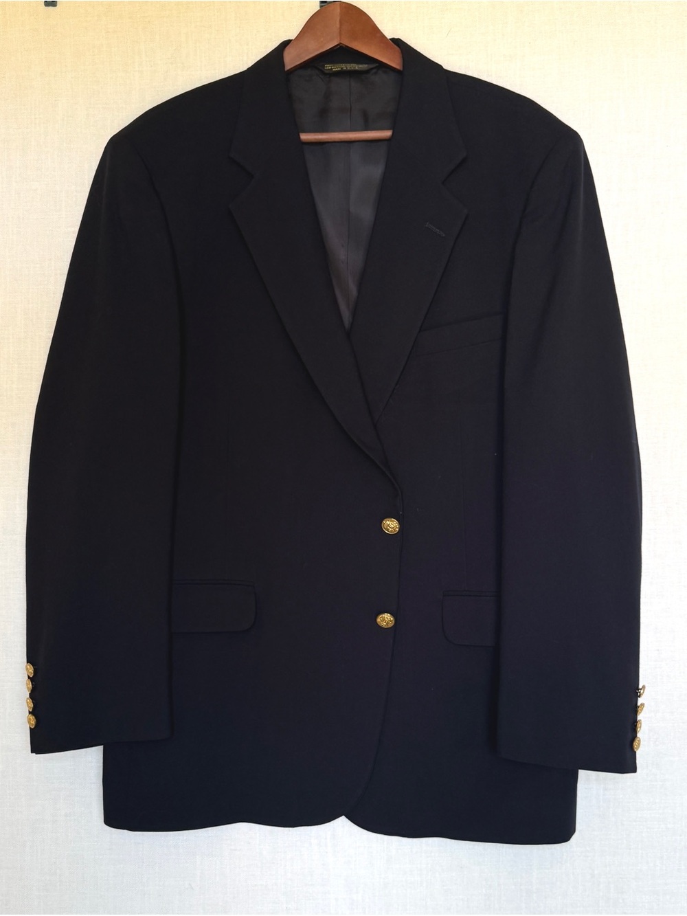 Vintage Tailors Row by Deansgate Men's Navy Blue Worsted Wool Blazer Jacket Sz44